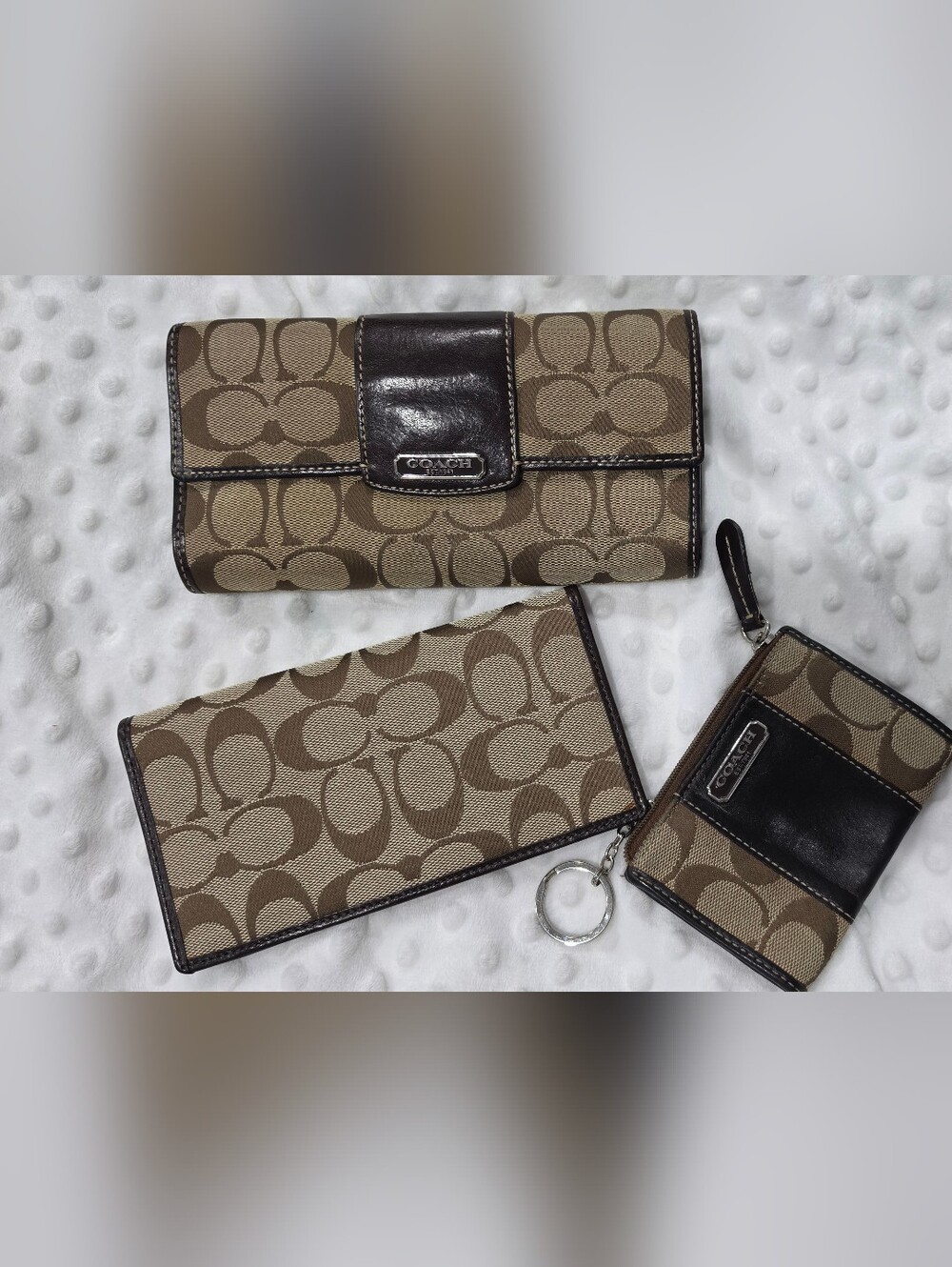 Coach VINTAGE Y2K Tan and Brown Signature Canvas Wallet Set Of 3